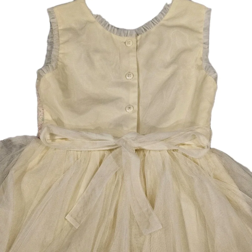 Jona Michelle Yellow Pastel Rainbow Sequins Easter Spring Tulle‎ Dress Size 7